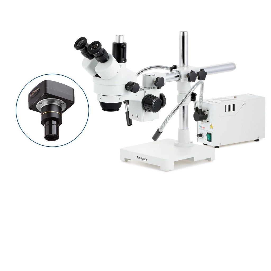 AmScope SM-3 Series Simul-Focal Zoom Trinocular Stereo Microscope with
