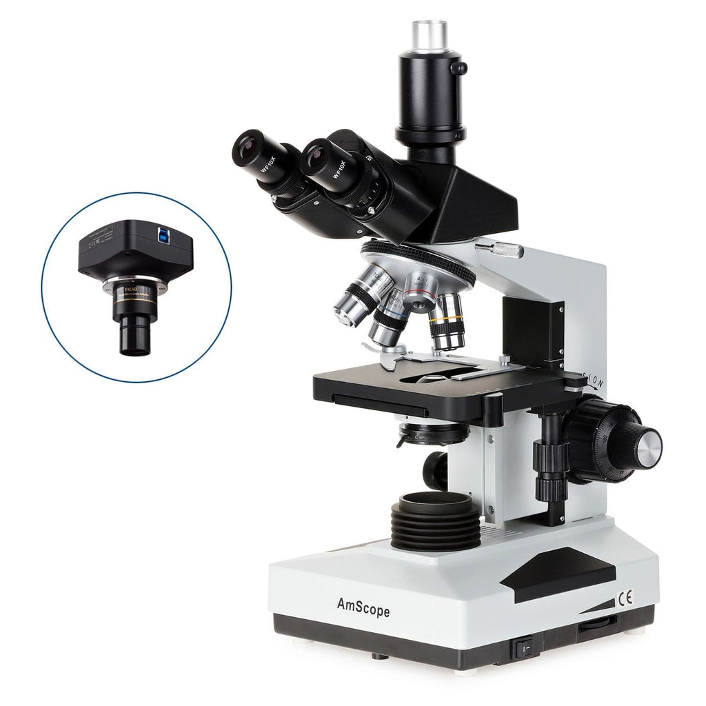 AmScope T490 Series Simul-Focal Biological Trinocular Compound Microsc