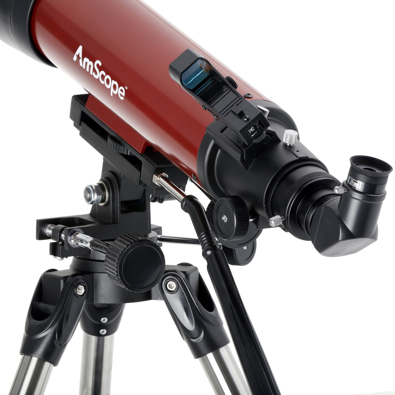 AmScope TLS-PAZ-102600 Refractor ALT-AZ Telescope with Altitude Azimuth Mount 102mm Aperture 660mm Focal Length Stainless Steel Tripod and Red Dot Finder