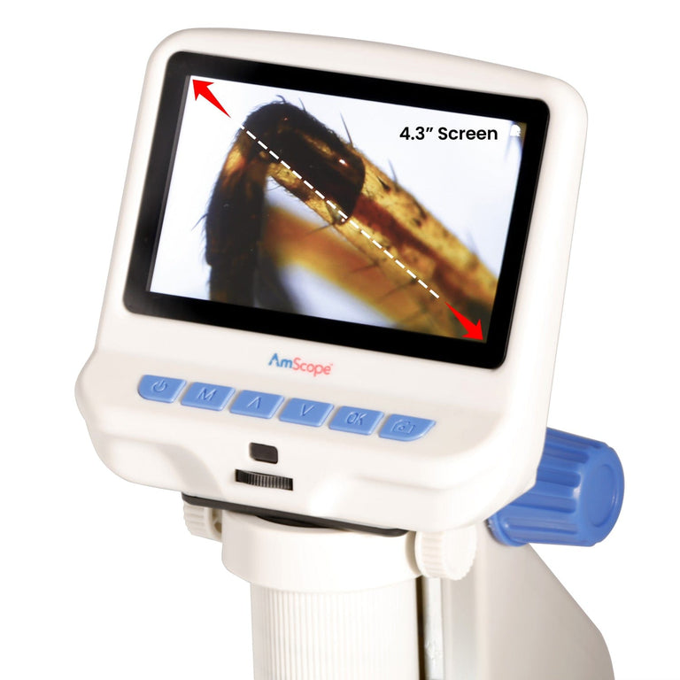 Amscope DM140 Digital Compound Microscope for Kids – Up to 220X Top & Bottom LED Illumination LCD Screen, Photo & Video Capture, STEM Learning