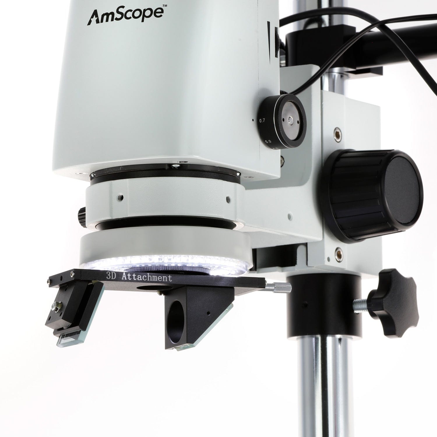 AmScope DM750-2MP-HDM11-3DR Zoom Tabletop Video Inspection Digital Microscope System 5X Magnification on Pillar Stand with 11.6