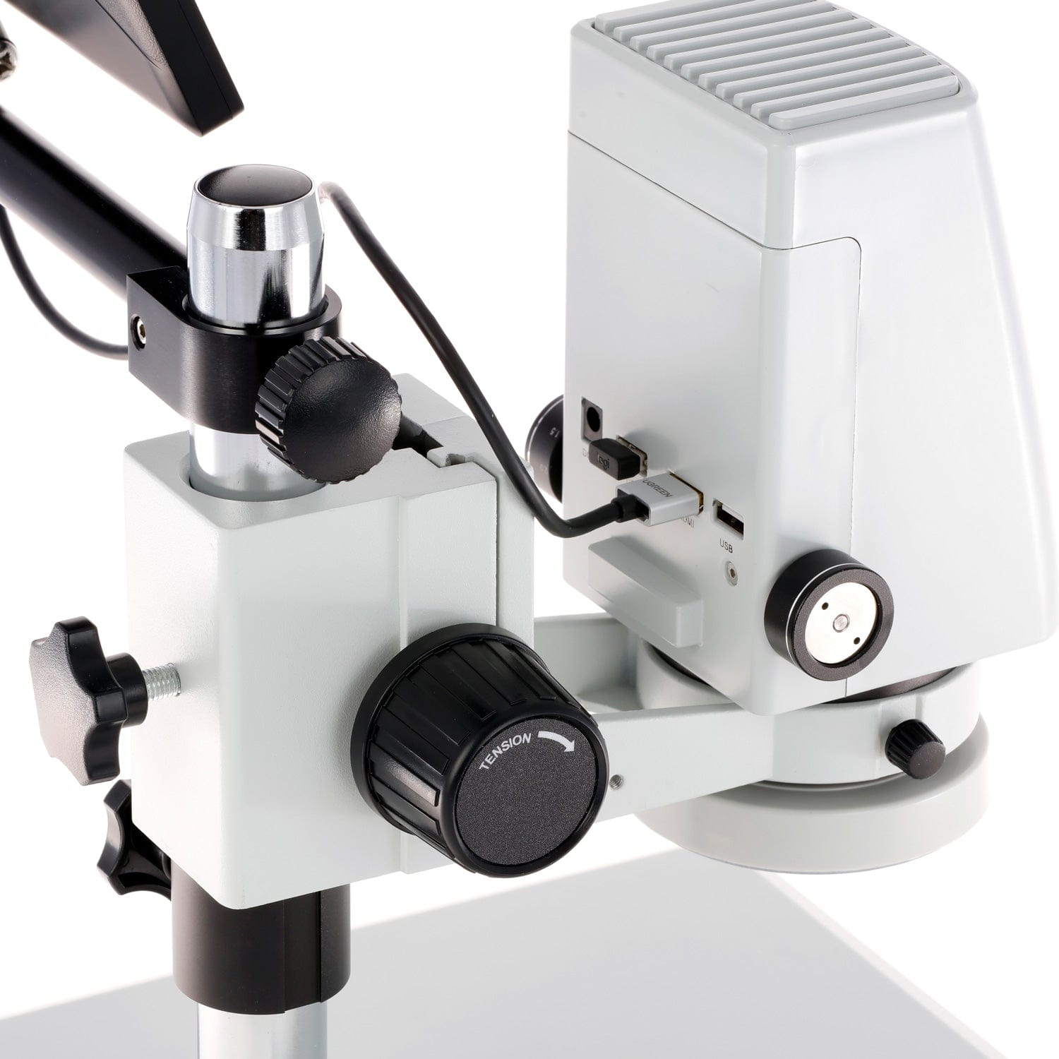 AmScope DM750-2MP-HDM11 Zoom Tabletop Video Inspection Digital Microscope System 5X Magnification on Pillar Stand with 11.6" Monitor