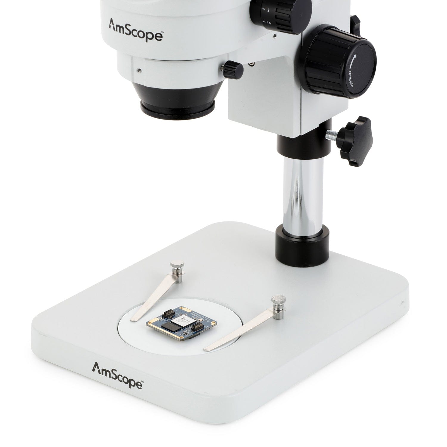 AmScope SM-1B Series Inspection and Dissecting Binocular Zoom Stereo Microscope with 144 LED Compact Ring Light and Optional Digital Camera on Compact Pillar Stand