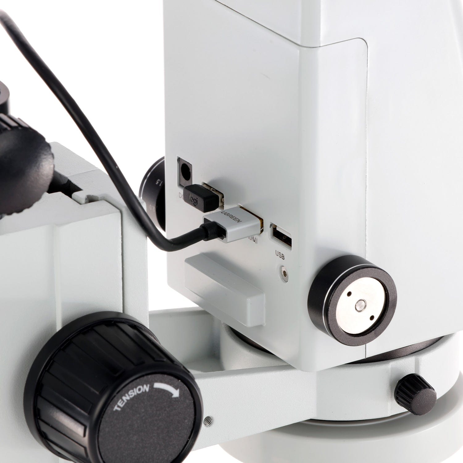 AmScope DM750-2MP-HDM11-3DR Zoom Tabletop Video Inspection Digital Microscope System 5X Magnification on Pillar Stand with 11.6
