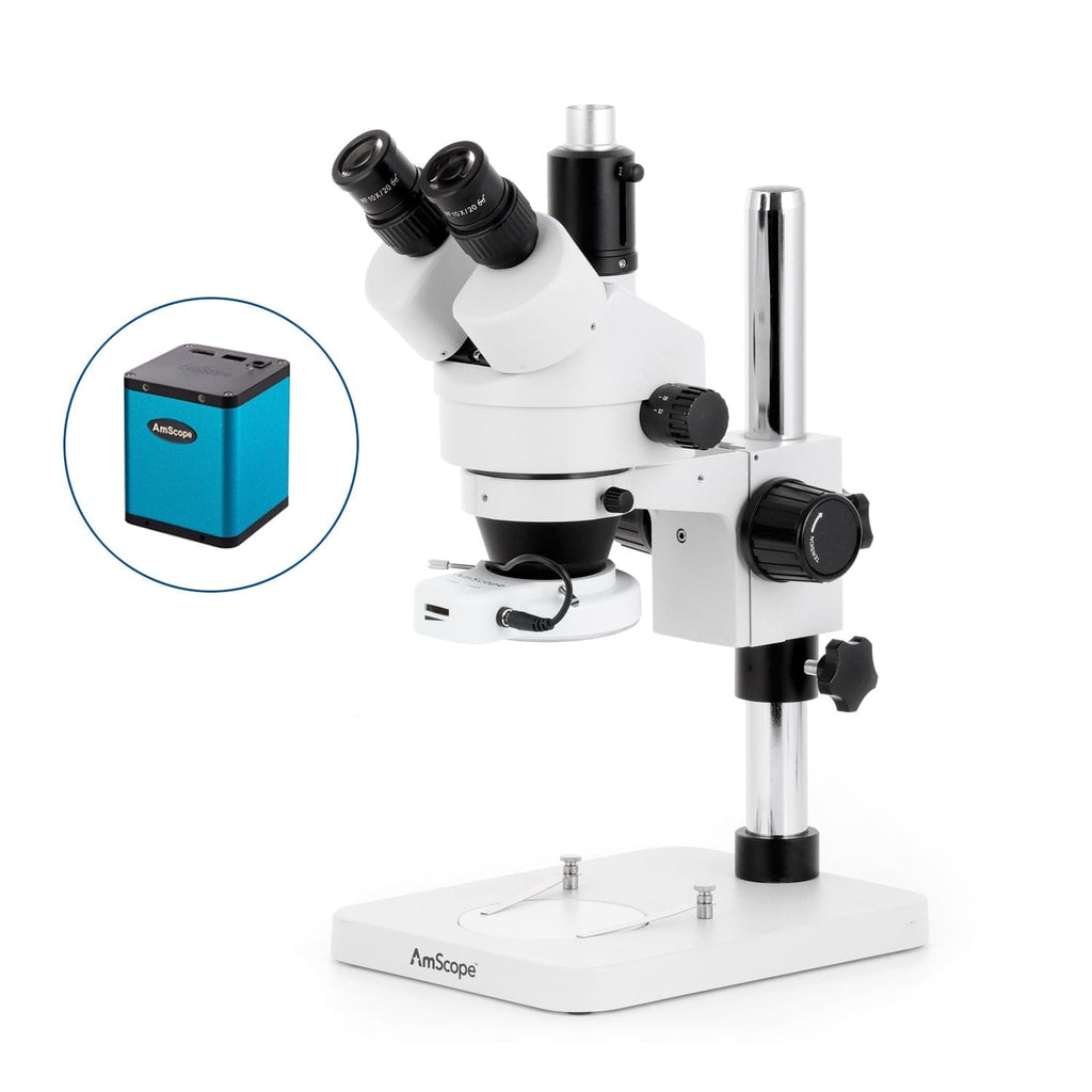 Amscope Mini Microscope AmScope SM-1 Series Zoom Trinocular Stereo Microscope with 144 LED Com
