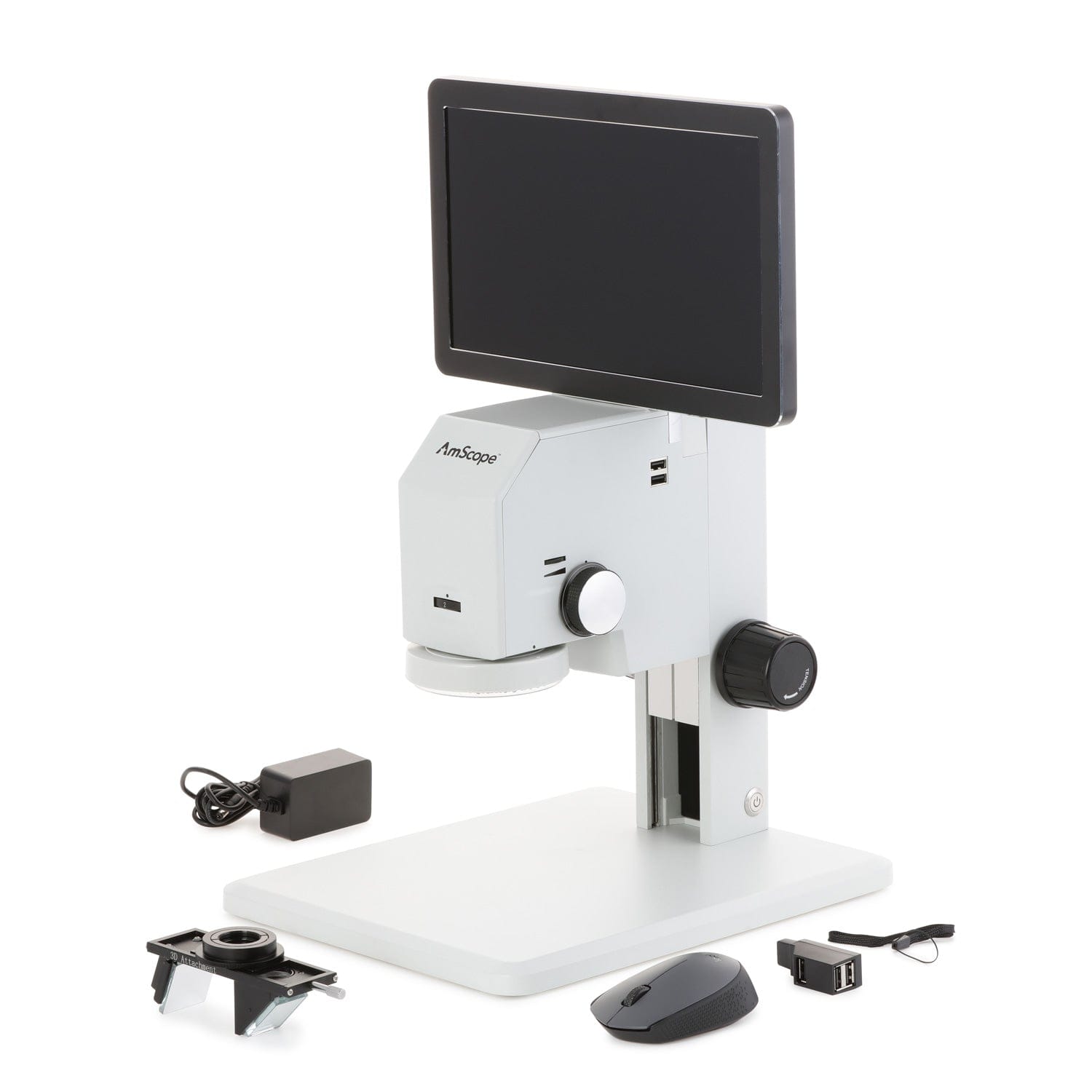 AmScope DM745 Series 3D Digital Microscope for Industrial Inspection with 0.7X-4.5X Magnification, 11.6" HD Screen and 3D Rotary Viewer