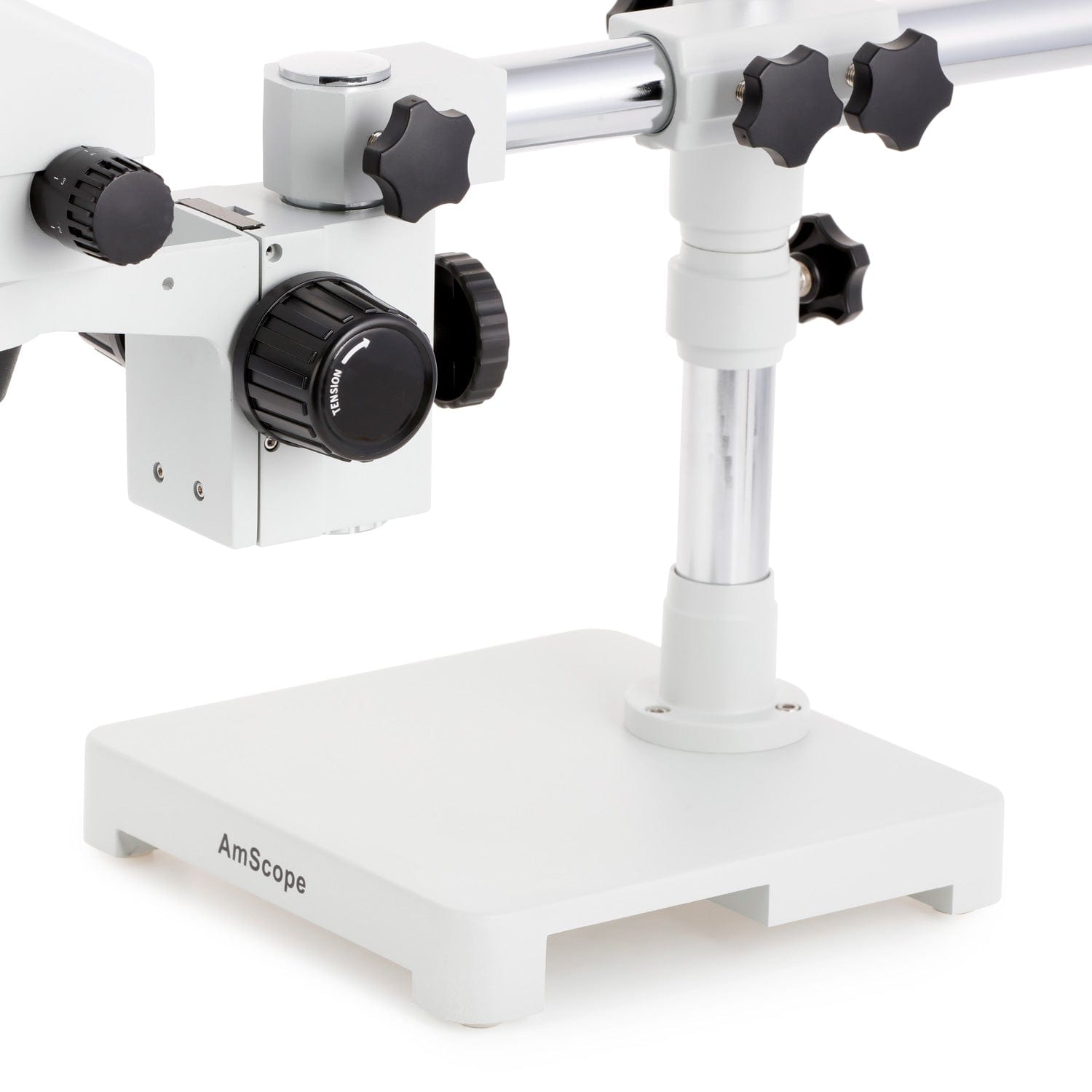 AmScope SM-3 Series Simul-Focal Zoom Trinocular Stereo Microscope with Optional Digital Camera on Single Arm Boom Stand