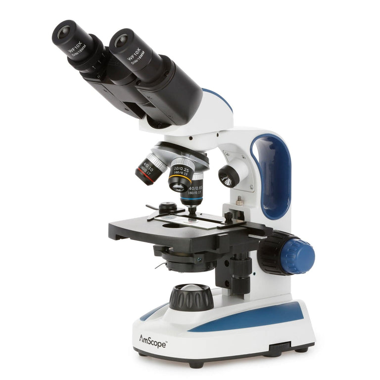 AmScope B110 Series Binocular Compound Microscope 40X-1000X Magnification dual LED, Ergonomic, Lab With 3D Two-Layer Mechanical Stage