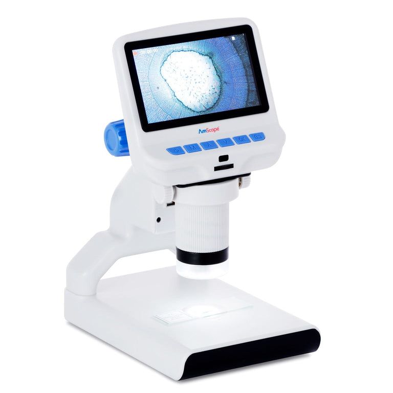 Amscope DM140 Digital Compound Microscope for Kids – Up to 220X Top & Bottom LED Illumination LCD Screen, Photo & Video Capture, STEM Learning