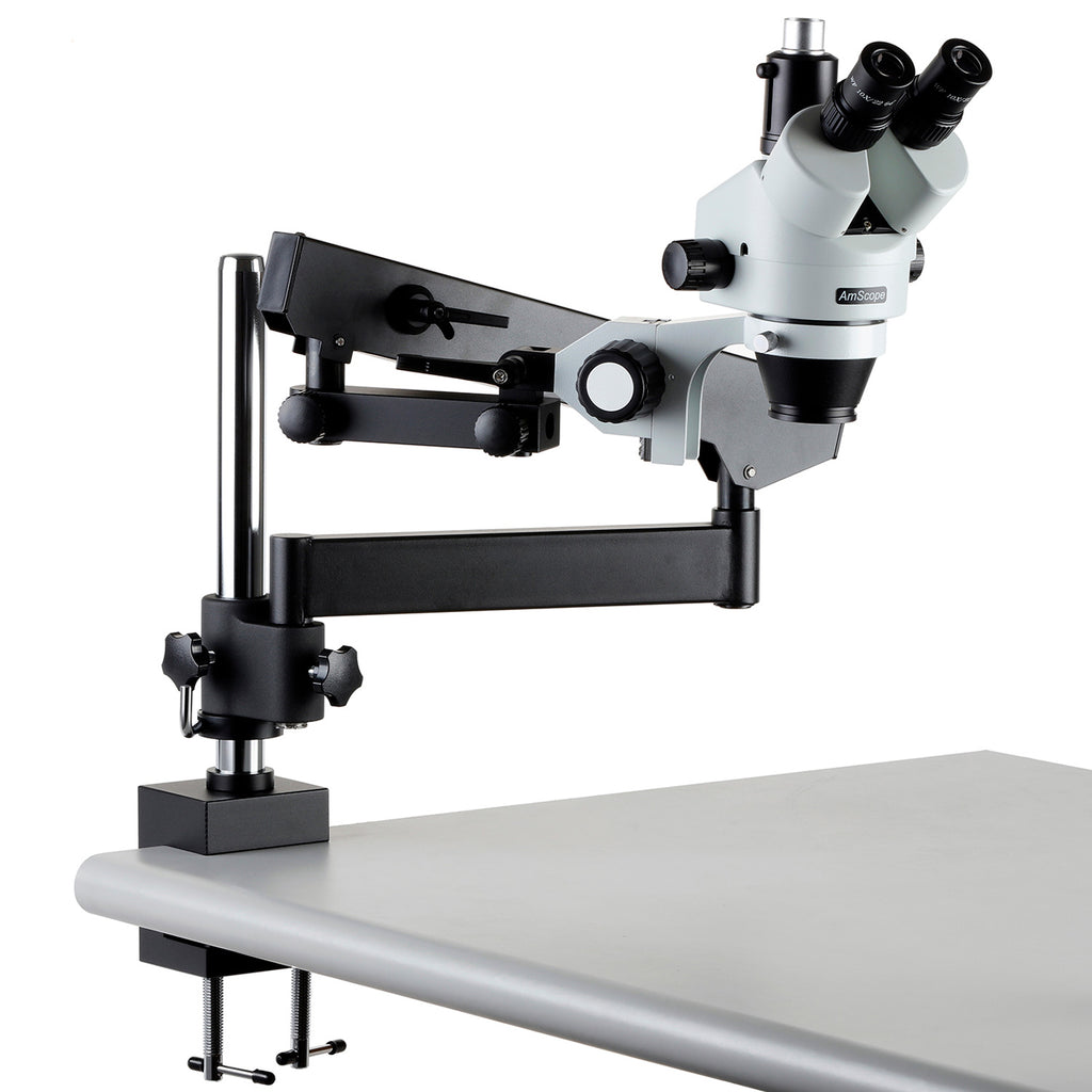 Remote Control Microscope Stand AmScope APC Articulating Arm with Pillar Stand and Clamp and 76mm Coll