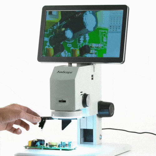 AmScope DM745 Series 3D Digital Microscope for Industrial Inspection with 0.7X-4.5X Magnification, 11.6" HD Screen and 3D Rotary Viewer
