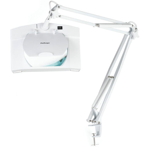 Heavy-duty 1.75X Magnification Large Rectangular Glass Magnifying Lamp with Adjustable Arm and Desk Clamp