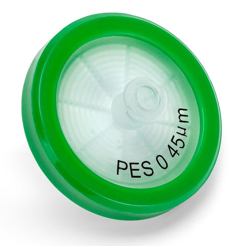 Globe Scientific Syringe Filter, PES Membrane, 0.45μm Porosity, 30mm Diameter, PP Housing, Non-sterile, Bulk Packed, Box/100