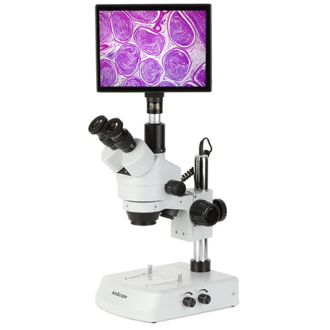 7X-45X LED Trinocular Zoom Stereo Microscope with Touchpad Digital Imaging System