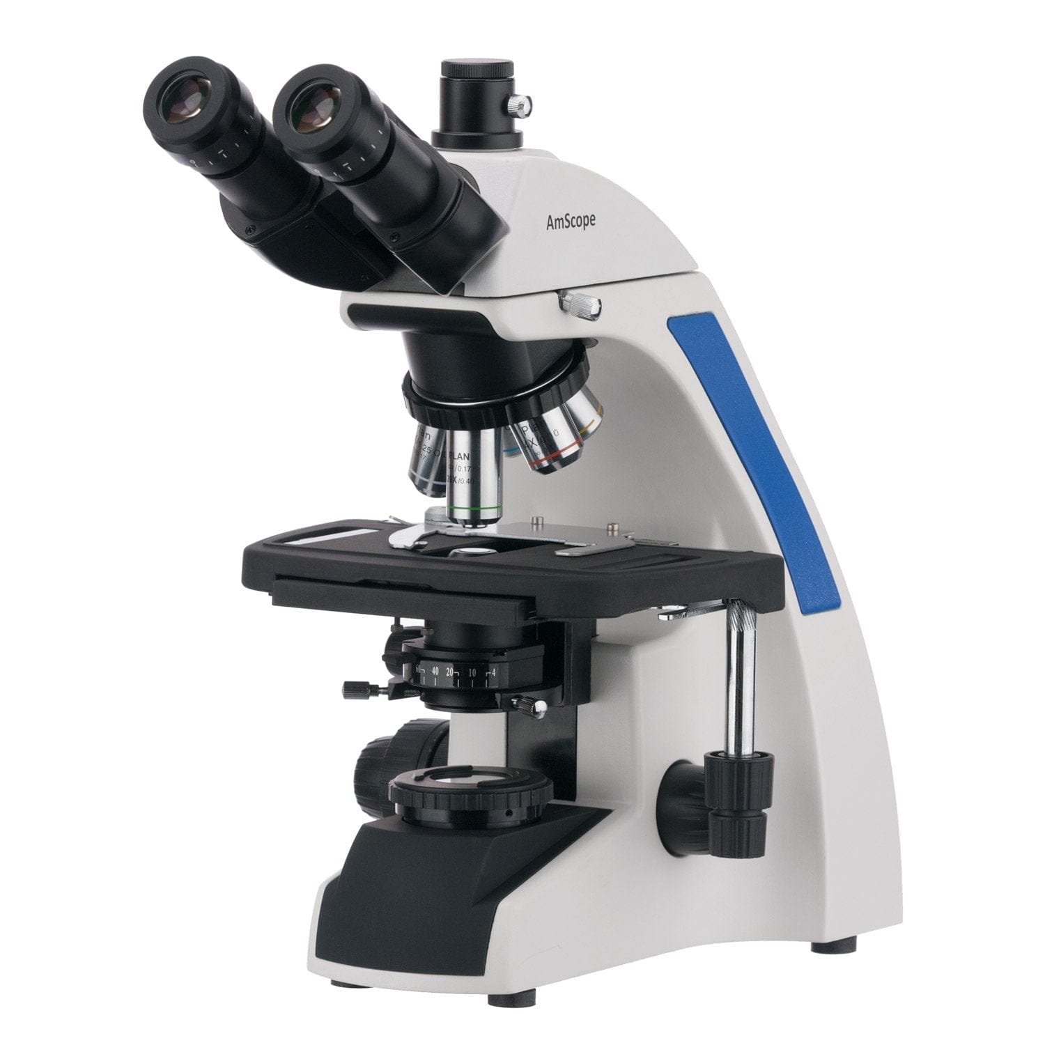 AmScope T720 Series Infinity-Corrected LED Kohler Illumination Trinocular Compound Microscope with Quintuple Nosepiece + Optional Digital Camera