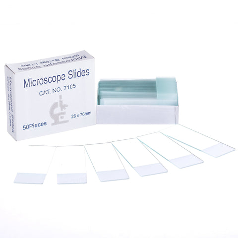 Frosted Clear Glass Ground Edge Microscope Slides, Pack of 50