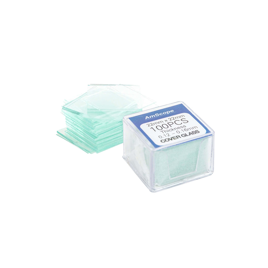 AmScope 100 Pre-Cleaned Blank Microscope Slides and 100 22x22mm Square