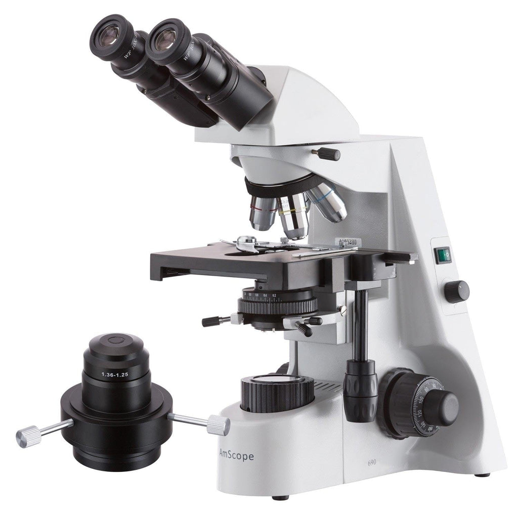 AmScope B690 Series Infinity-Corrected Binocular Compound Microscope with 20W Halogen Kohler Illumination, Oil Condenser and Optional Digital Camera