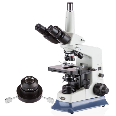 20W Halogen Trinocular Microscope w/Oil Condenser and Optional Digital Camera