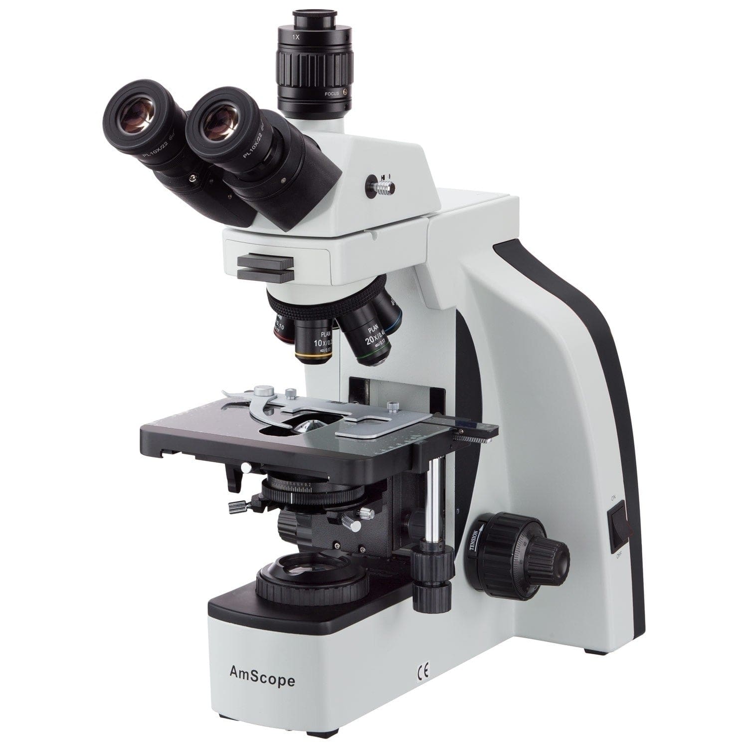 AmScope T800 Series Dual Illumination Infinity-Corrected Plan 3W LED Trinocular Compound Microscope with Optional Actively Cooled Digital Camera and 3D mechanical Stage