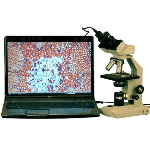 40X to 1600X Binocular Halogen Compound Microscope + 5MP Digital Eyepiece