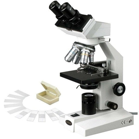 40X to 2500X Binocular Halogen Compound Microscope + Slide Set + 1MP Digital Eyepiece