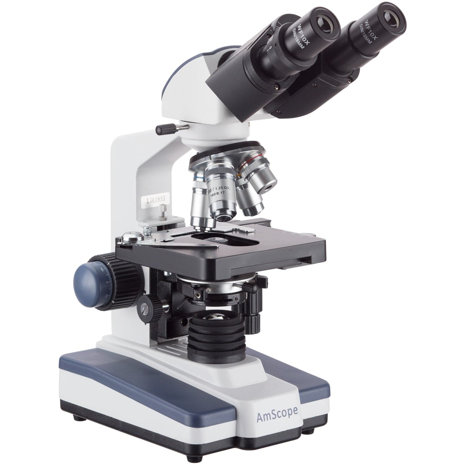 AmScope B120 Binocular Biological Microscope 1000X Magnification and 1W LED Light Source Mechanical Stage