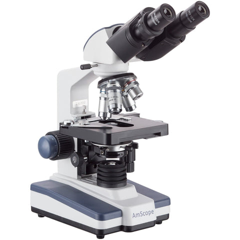 40X-1000X LED Lab Binocular Compound Microscope w/ 3D Two-Layer Mechanical Stage