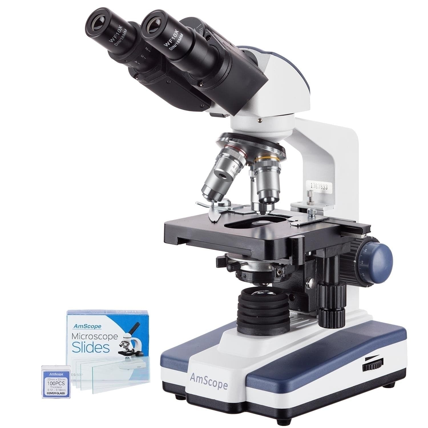 AmScope B120B-50P100S-E5 Digital Enabled Binocular Biological Microscope Digital Eyepiece 2000X Magnification and 1W LED Light Source includes a USB 2.0 5MP Camera