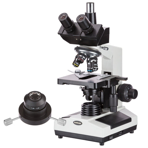 20W Halogen Premium Darkfield Trinocular Microscope w/Oil Condenser and Optional Digital Camera