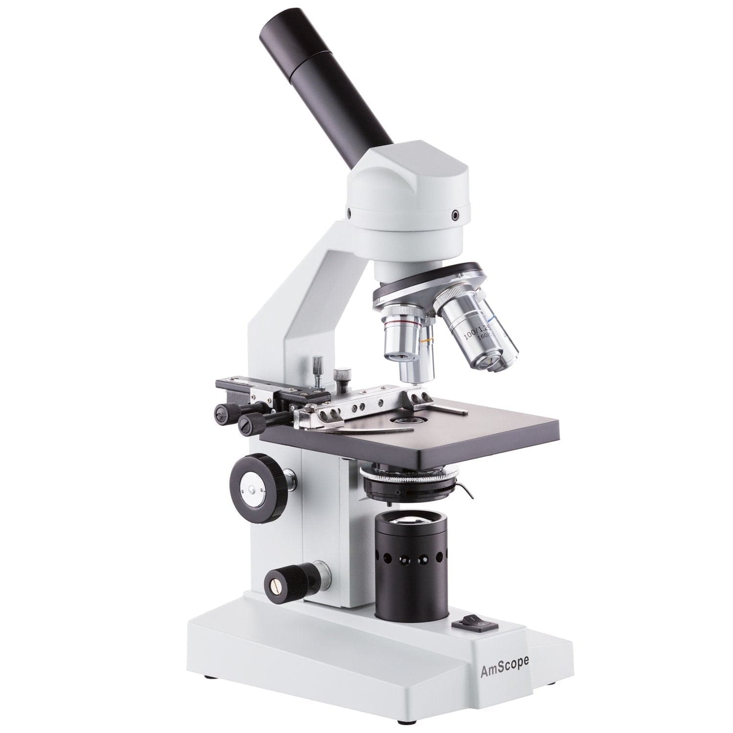 AmScope M500 Series LED Student Monocular Compound Microscope with Mechanical Caliper
