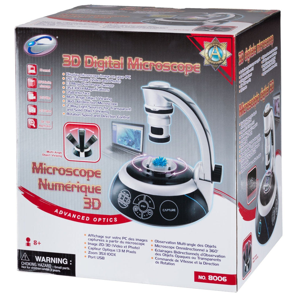 AmScope AK Series 35X-100X 1.3MP 3D Digital Microscope Kit with 360 De