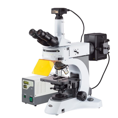 40X-1000X Upright Fluorescence Microscope with Rotating Multi-filter Turret + 9MP Color CCD Camera
