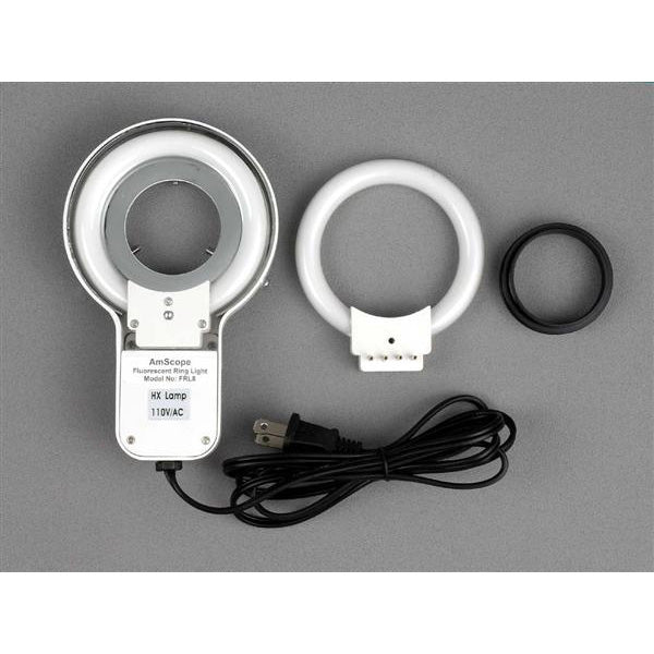 AmScope 8W Stereo Microscope Fluorescent Ring Light + Adapter
