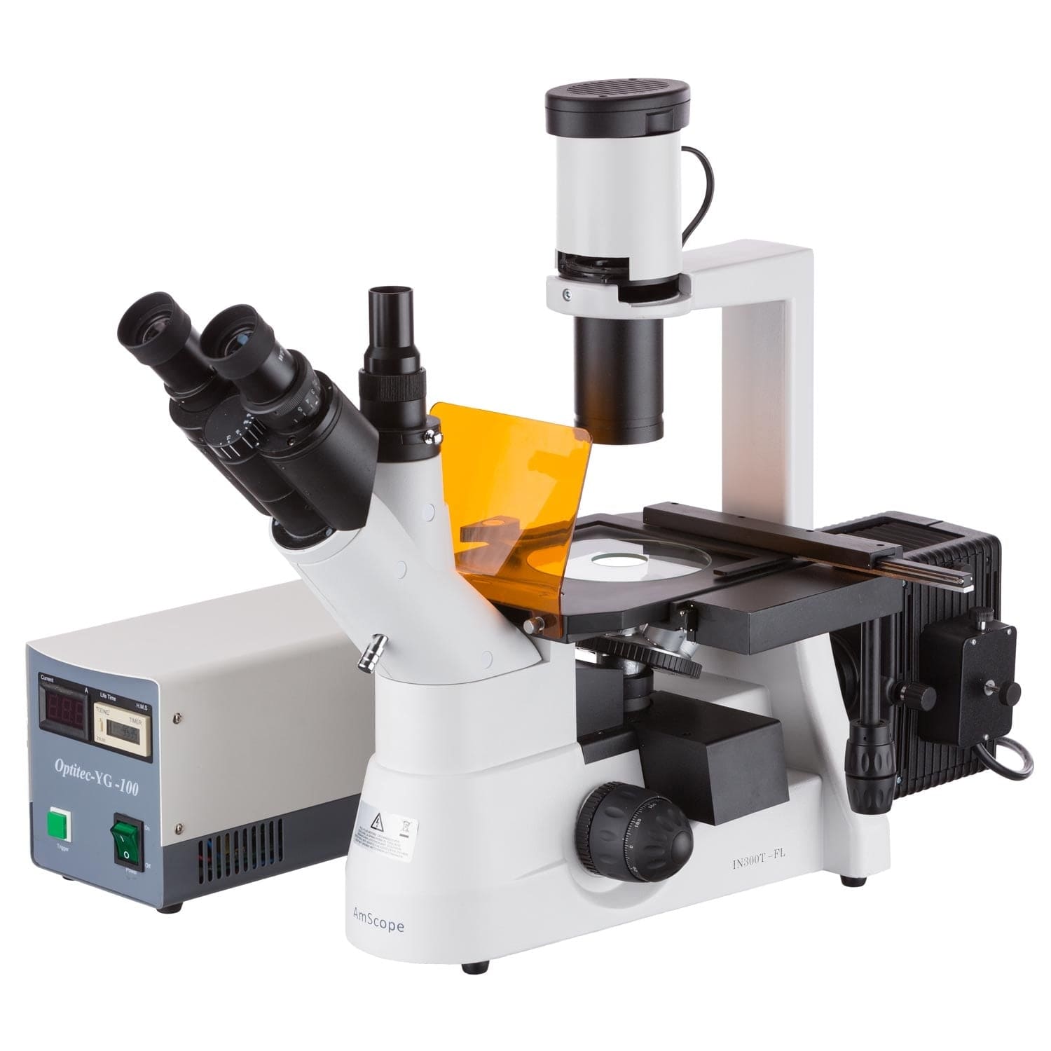 40X-1000X Trinocular Inverted Fluorescence Microscope with Phase-contrast +  3MP SCMOS Camera