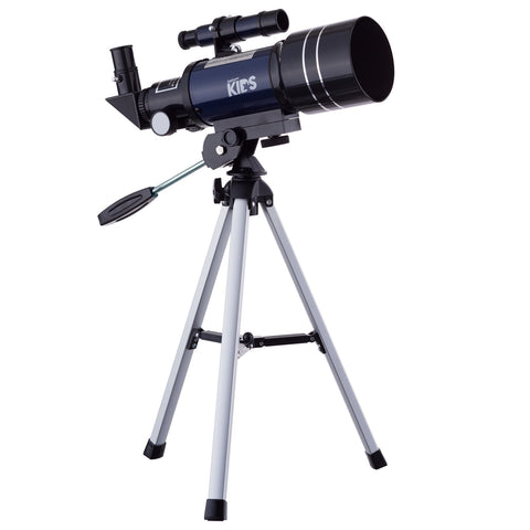 AmScope 15X-150X Magnification 300x70mm Focal Length Kid's Compact Refractor Telescope with Tripod Sale