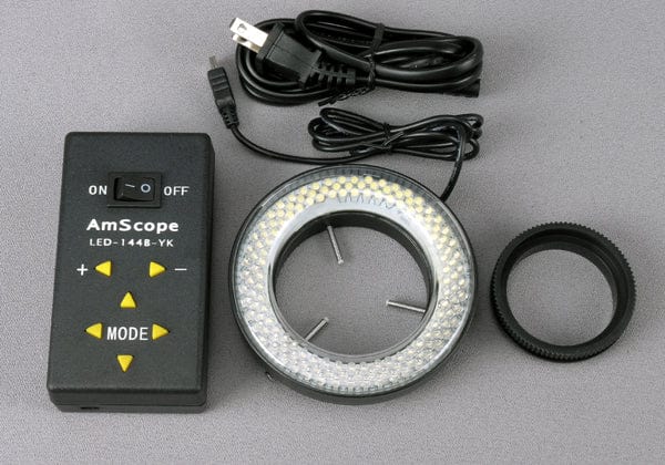 AmScope 144 LED Four-Zone Microscope Ring Light with Adapter