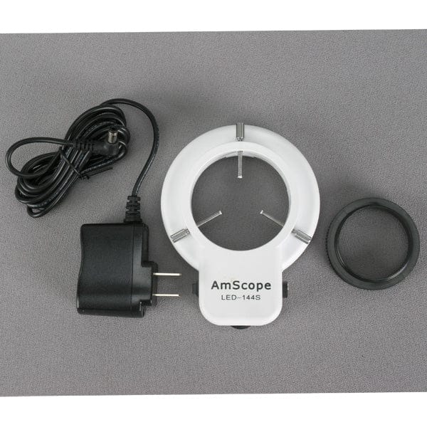 AmScope SM-1TS-144S Trinocular Stereo Microscope with 45X Magnification and LED Light Source on a Pillar Stand