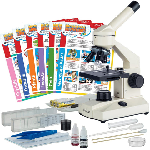 40X-1000X Monocular LED Microscope with USB Camera, Slide Preparation Kit and Experiment Kit