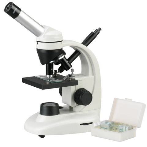 40X-1000X Sturdy LED Student Science Microscope + Slides & Pen Light