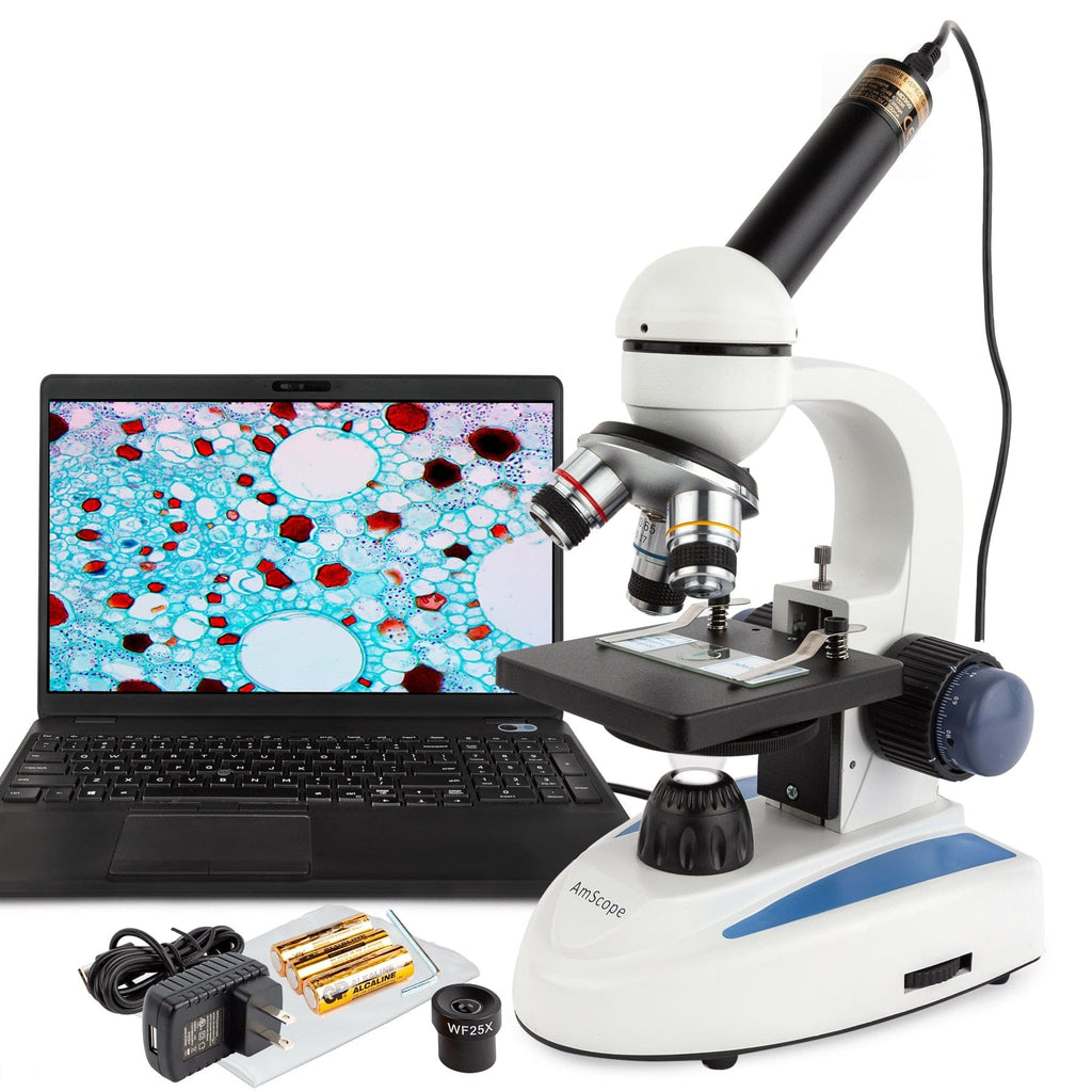 Amscope M158C-E Monocular Compound Microscope for Kids – 40X–1000X LED ...