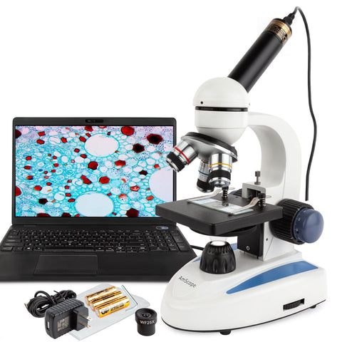 40X-1000X Biology Science Metal Glass Student Microscope with 5MP Digital Camera