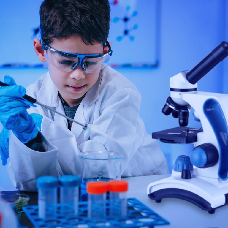 Amscope M162C-2L-PB10 Monocular Compound Microscope for Kids – 40X–1000X Top & Bottom LED Illumination STEM Education Microscopes, Student Lab Microscopes, Biological Science Microscopes