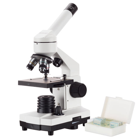 40X-1000X Cordless LED Metal Frame Compound Microscope with 10pc Slides