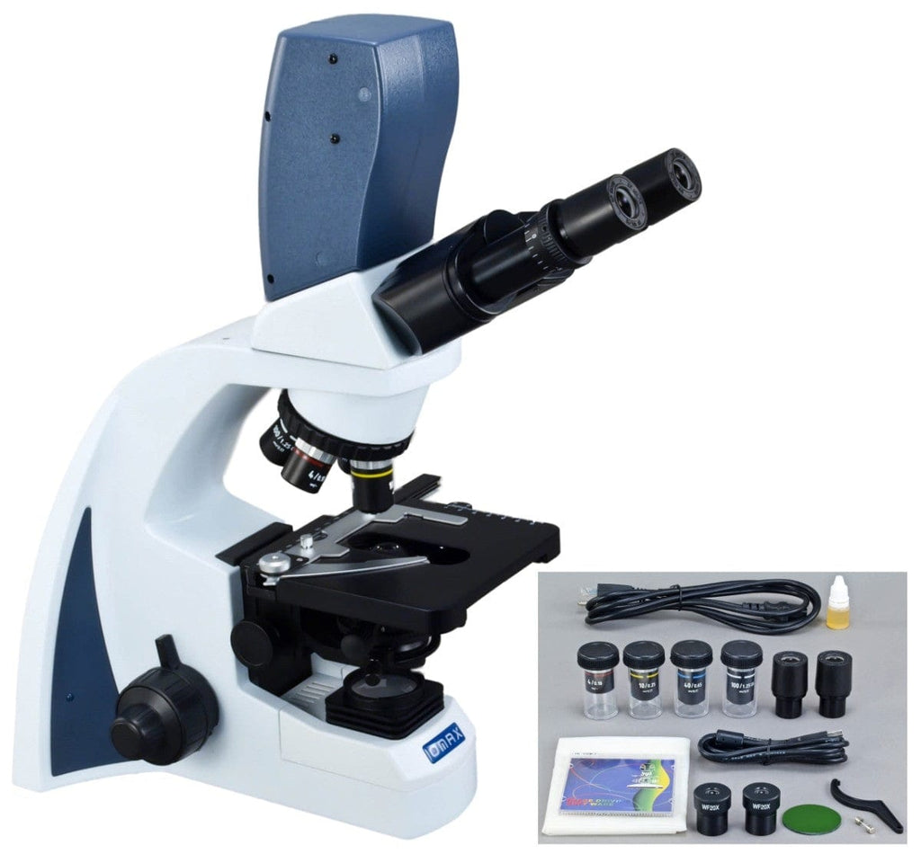 Multiscope 40X-2000X Infinity-corrected 5MP Digital Integrated Microscope with LE ...