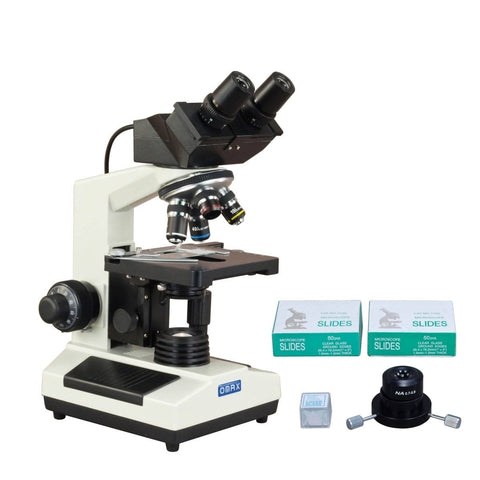 40X-2000X 3MP Digital Integrated Microscope with Halogen Illumination + Dry Darkfield Condenser, Blank Slides