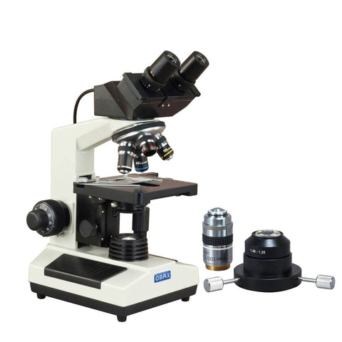 40X-2000X 3MP Digital Integrated Microscope with Halogen Illumination + Oil Darkfield Condenser and 100X Lens