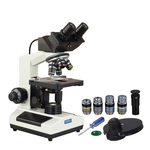 40X-2000X 3MP Digital Integrated Microscope with Halogen Illumination + 4-lens Plan Phase-contrast Turret Kit