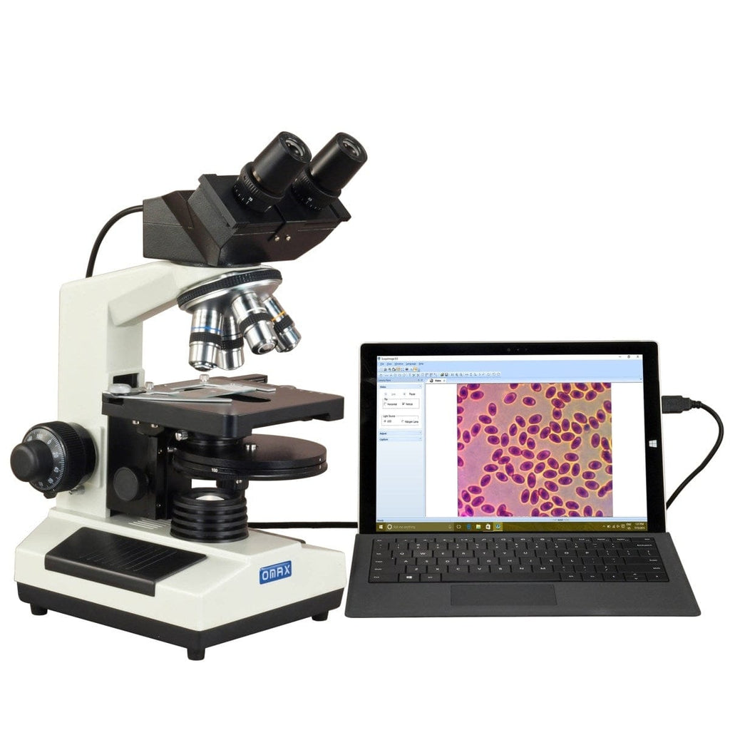 OMAX MD827S30-PHB1 Binocular Biological Microscope with 2000X Magnific ...