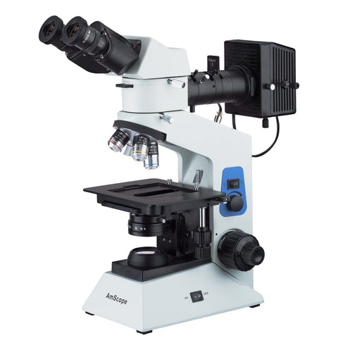 Compact Dual Illumination Polarized Light Binocular Metallurgical Microscope w/Optional Digital Camera